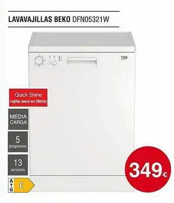 Milar Lavavajillas Beko Dfn05321w oferta