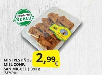 Supermercados MAS Mini Pestiños Miel Conf. San Miguel oferta