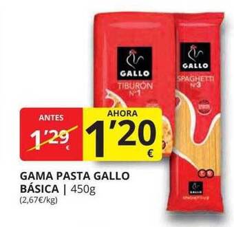 Supermercados MAS Gama Pasta Gallo Básica oferta