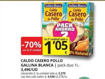 Supermercados MAS -70% En La 2a Unidad Caldo Casero Pollo Gallina Blanca oferta