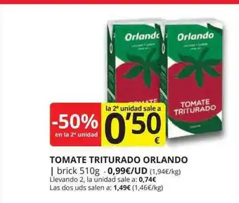 Supermercados MAS -50% En La 2a Unidad Tomate Triturado Orlando oferta