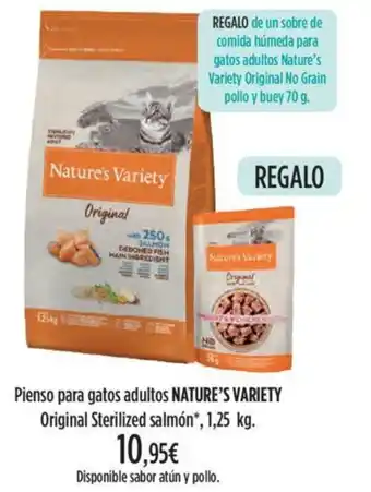El Corte Inglés Nature's Variety Pienso Para Gatos Adultos Original Sterilized Salmón, 1.25 kg. oferta