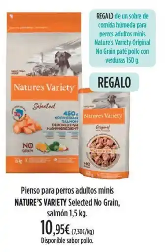 El Corte Inglés Nature's Variety Pienso Para Perros Adultos Minis Selected No Grain, Salmón 1.5 kg oferta