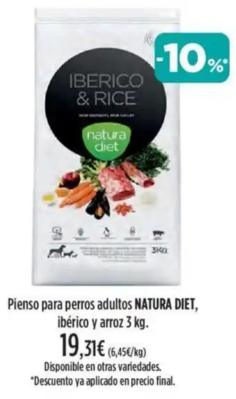 El Corte Inglés Natura Diet Pienso Para Perros Adultos Ibérico y Arroz 3 kg. oferta