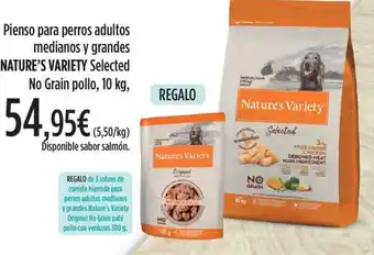 El Corte Inglés Nature's Variety Pienso Para Perros Adultos Medianos y Grandes Selected No Grain Pollo, 10 kg oferta