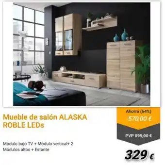 Atrapamuebles Mueble de salón Alaska Roble Leds oferta