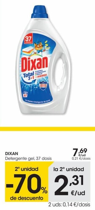 Eroski Dixan Detergente Gel 37 dosis oferta
