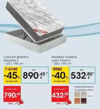 Eroski Colchón Brataña Adaptex 2 Abatible Madera Suelo Blanco oferta