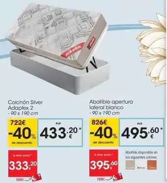 Eroski Colchón Silver Adaptex 2 Abatible Apertura Lateral Blanco oferta
