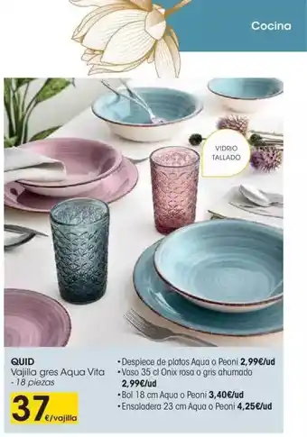 Eroski Quid Vajilla Gres Aqua Vita 18 Piezas oferta