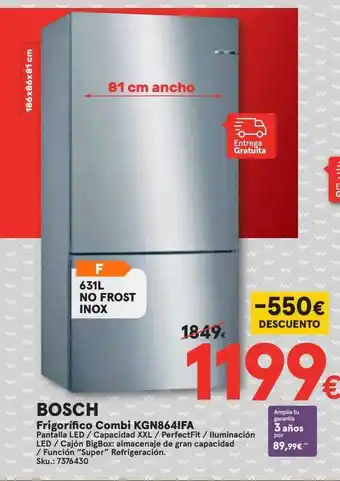 Worten Bosch Frigorifico Combi Kgn864ifa oferta