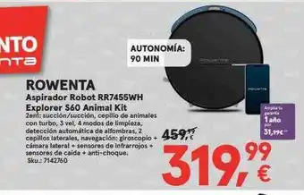 Worten Rowenta Aspriador Robot Rr7455wh Explorer S60 Animal Kit oferta