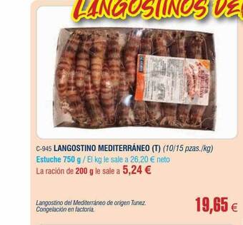 Abordo Langostino Mediterráneo oferta