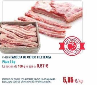 Abordo Panceta De Cerdo Fileteada oferta