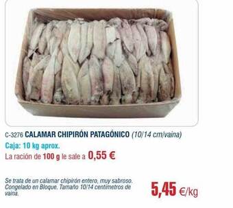 Abordo Calamar Chipirón Patagónico oferta