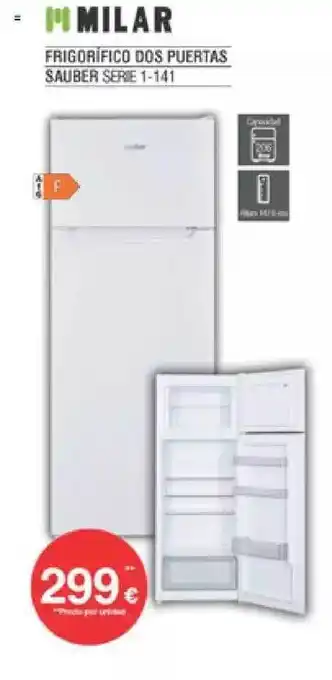 Milar Frigorifico Dos Puertas Sauber Serie-1-141 oferta