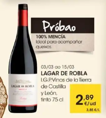 Eroski Próbao 100% Mencía Lagar De Robla I.G. P Vinos de la Tierra de Castillo y León tinto 75cl oferta