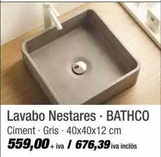 Ferrolan Lavabo Nestares . Bathco Ciment . Gris oferta