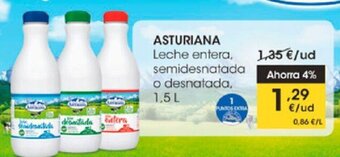 Eroski Asturiana Leche entera, semidesnatada o desnatada 1,5L oferta
