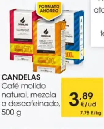 Eroski Candelas Cafè molido natural, mezcla o descafeinado, 500g oferta