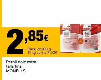 Supeco Jamón dulce lonchas extra finas, monells oferta