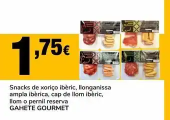 Supeco Snacks de chorizo ​​ibérico, salchichón ancho ibérico, cabeza de lomo ibérico, lomo o jamón reserva, gahete gourmet oferta