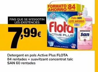Supeco Detergente en polvo active plus flota 84 lavados + suavizante concentrado talco san 60 lavados oferta