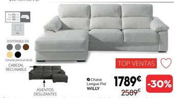 Conforama Chaise longue piel willy oferta