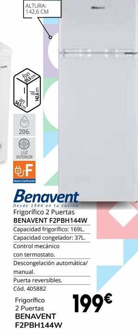 Conforama Frigorífico 2 puertas benavent f2pbh144w oferta