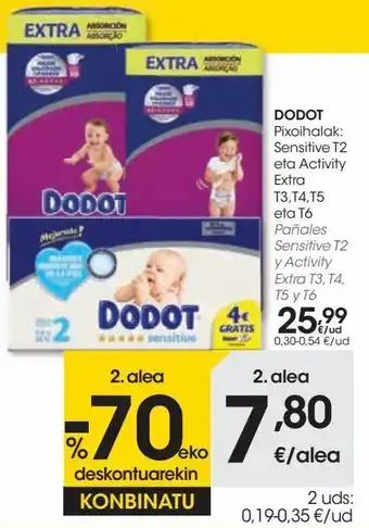 Eroski Dodot pañales sensitive y activity extra oferta