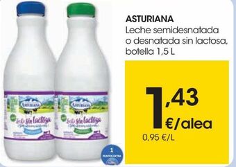 Eroski Asturiana leche semidesnatada o desnatada sin lactosa oferta