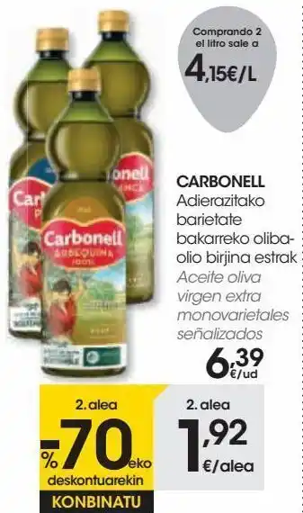 Eroski Carbonell aceite oliva virgen extra monovarietales señalizados oferta