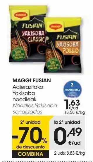 Eroski Maggi fusian noodles yakisoba señalizados oferta