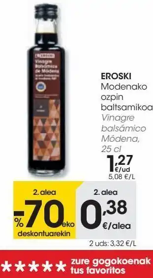 Eroski Eroski vinagre balsámico módena, 25 cl oferta