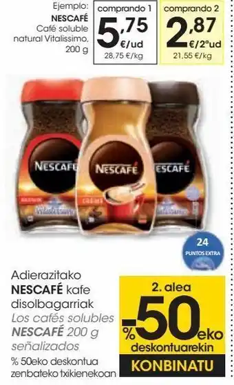 Eroski Los cafés solubles nescafé 200 g señalizados oferta