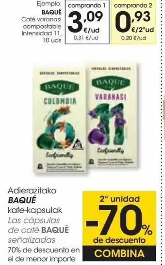 Eroski Las cápsulas de café baqué señalizadas oferta