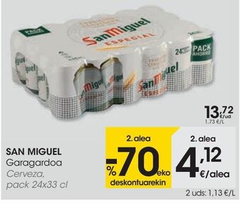 Eroski San miguel cerveza, pack 24x33 cl oferta