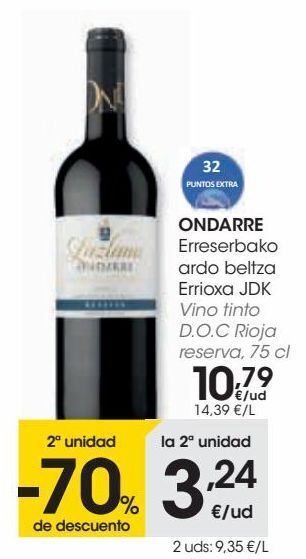 Eroski Ondarre vino tinto d.o.c. rioja reserva oferta