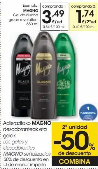 Eroski Los geles y desodorantes magno señalizados oferta