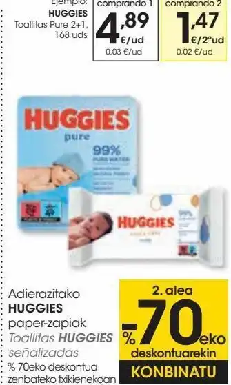 Eroski Toallitas huggies señalizadas oferta