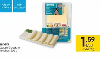 Eroski Queso gouda en lonchas, 200 g eroski oferta