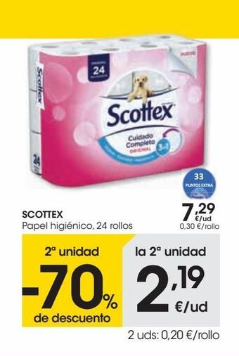 Eroski Scottex papel higiénico,24 rollos oferta