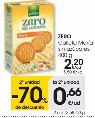 Eroski Zero galleta maría sin azúcares 400 g oferta