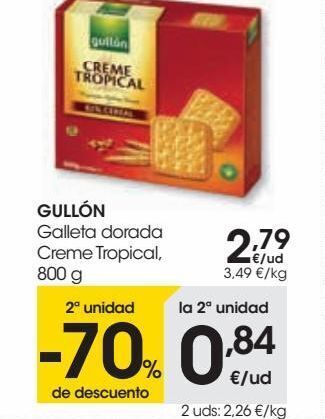 Eroski Gullón galleta dorada creme tropical, 800 g oferta