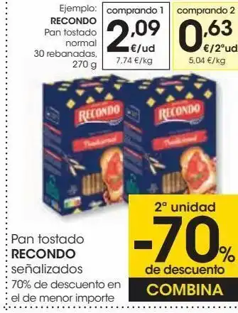 Eroski Pan tostado recondo señalizados oferta