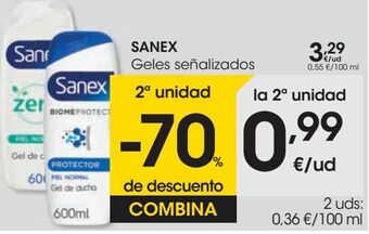 Eroski Sanex geles señalizados oferta