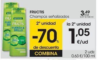 Eroski Fructis champús señalizados oferta