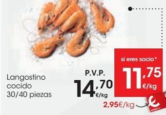 Eroski Langostino cocido 30/40 piezas oferta