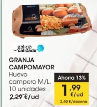 Eroski Granja Campomayor Huevo campero M/L 10 unidades oferta