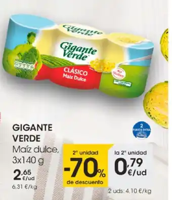 Eroski Gigante Verde Maíz dulce Pack 3 x 140g oferta